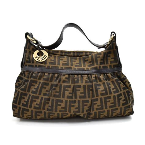 fendi zucca chef hobo bag|FENDI Zucca Chef Chain Hobo Tobacco .